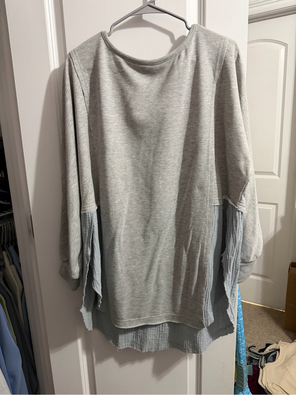 Light Gray Women's Layered Long-Sleeve Top